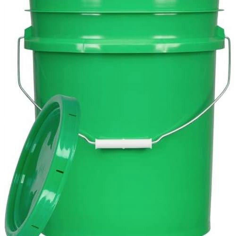 5 Gallon Plastic Bucket Food Grade BPA Free, 90Mil Green Pail With Lids