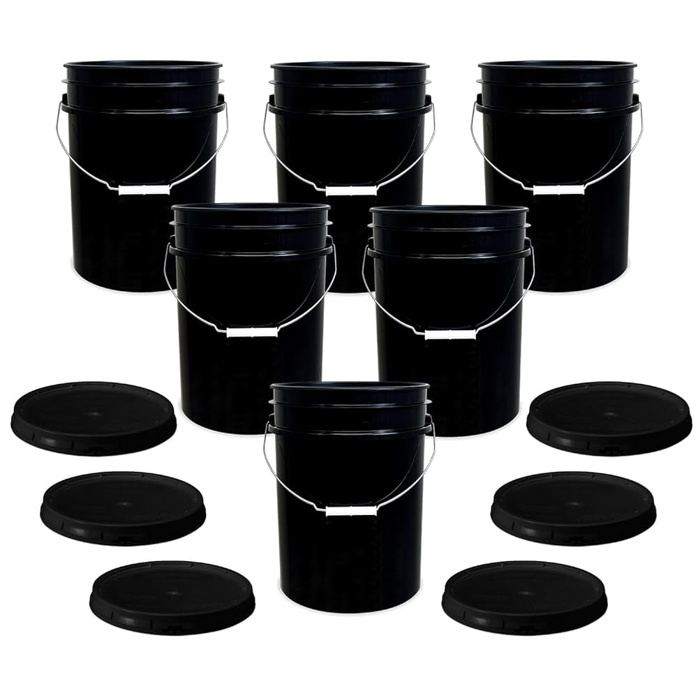 5 Gallon Plastic Bucket With Airtight Lid I Food Grade Bucket Black