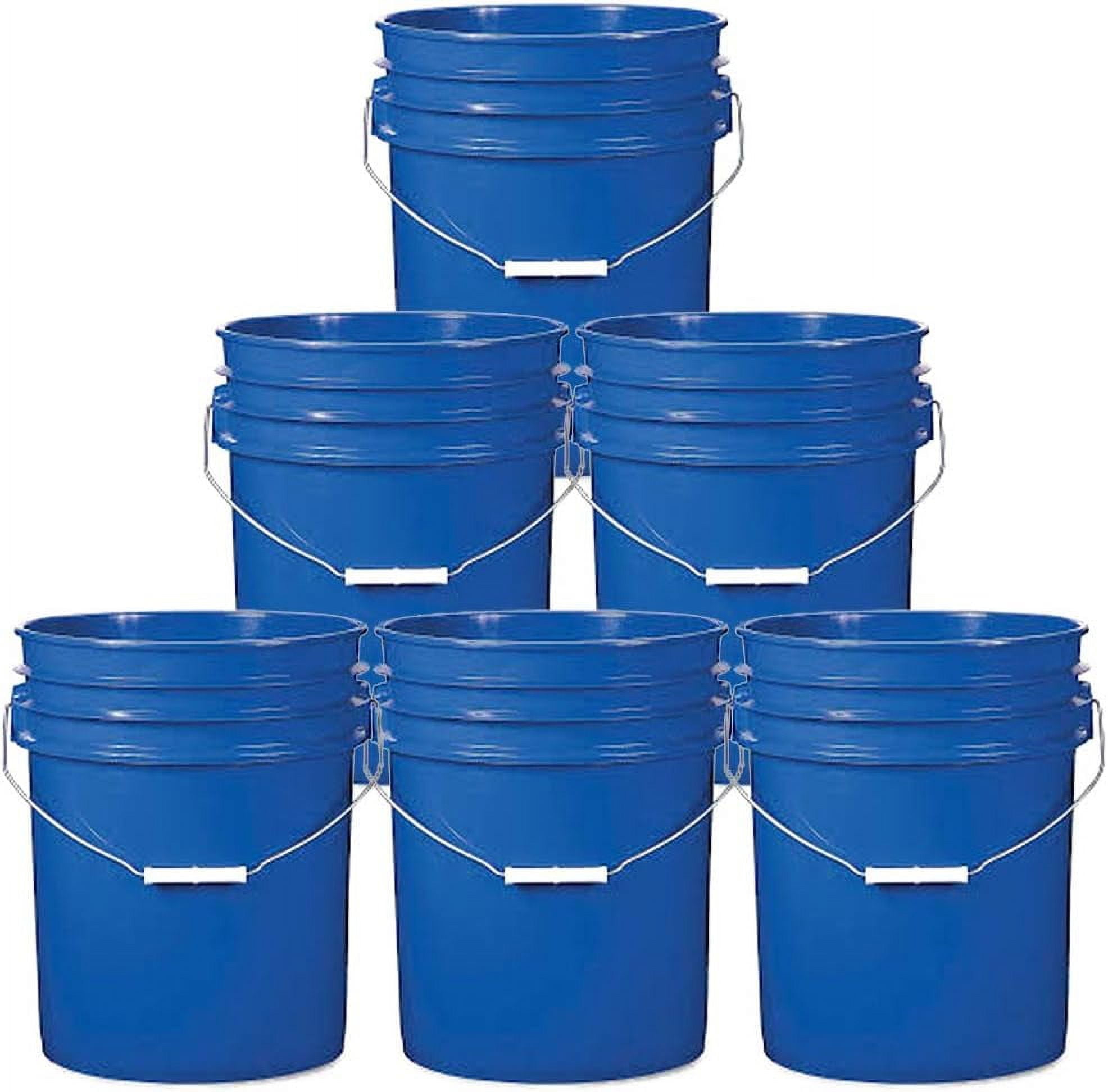 5 Gallon Plastic Buckets Six (6) Pack,Blue
