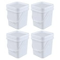 thumbnail image 1 of Ponpong 5 Gallon Plastic Bucket with Handles, 4 Pack Storage Container Pails with Lid, White, 1 of 7