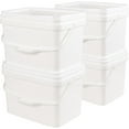 thumbnail image 1 of 5 Gallon Plastic Square Bucket with Lid for Food Storage, Set of 4 Rectangular White Food Grade Bucket with Handle, 1 of 7