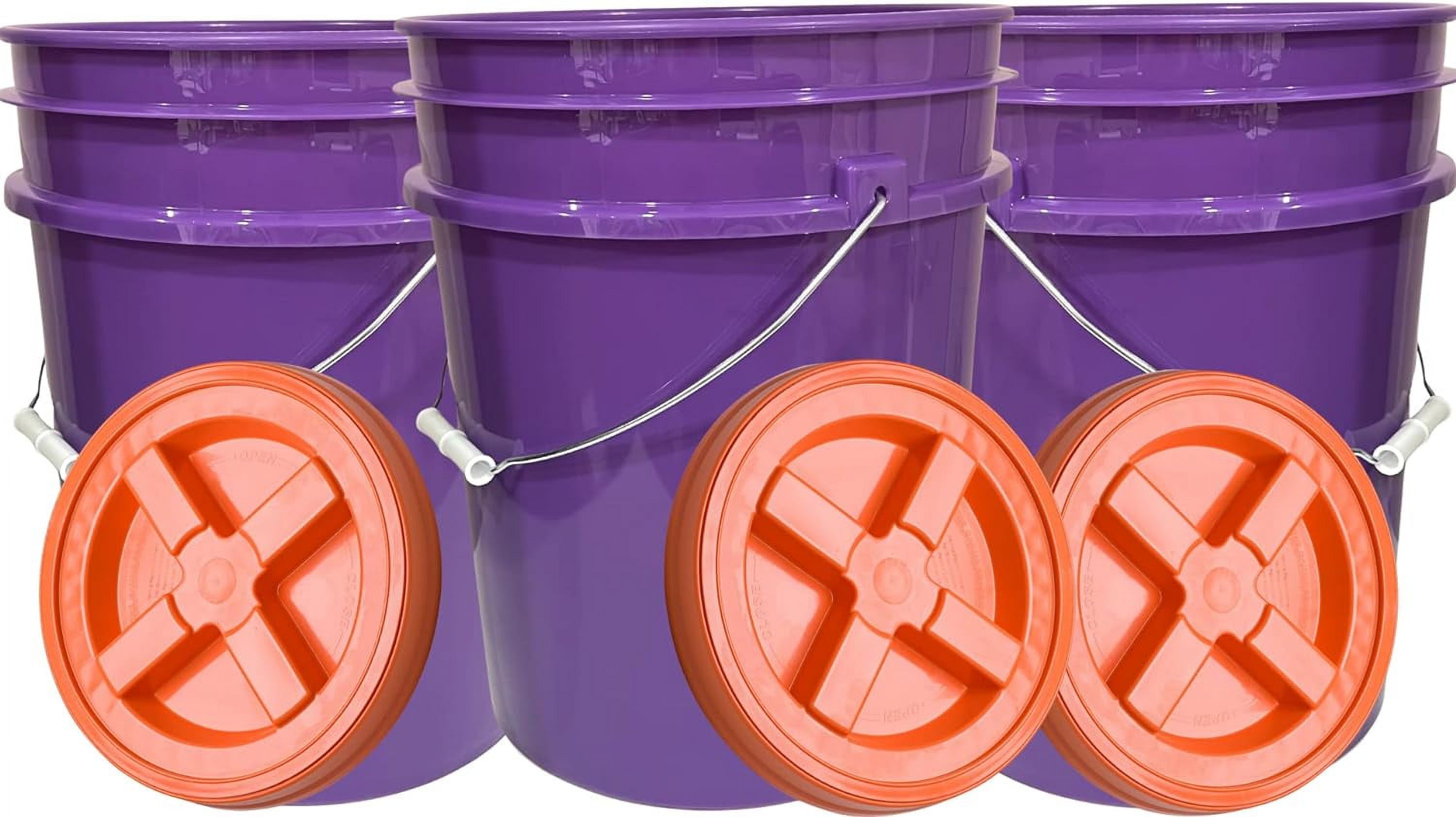 5 Gallon Purple Food Grade BPA Free, Made in USA, Plastic Bucket with