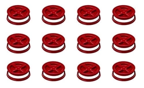 Set of 12 Red Gamma Seal Lids - Leak-Proof, Twist-Lock Tops for 3.5 to 7 Gallon Buckets