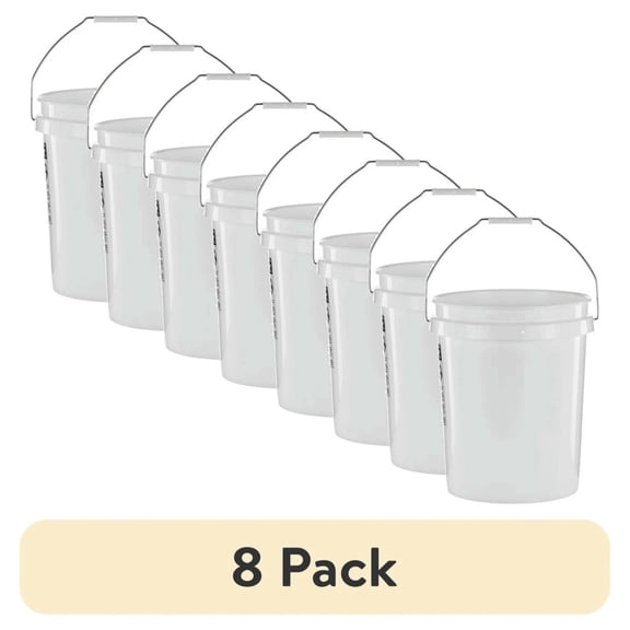 5 Gallon Round Utility Bucket White Plastic with Comfort Handle PN0149 Durable Thick Plastic