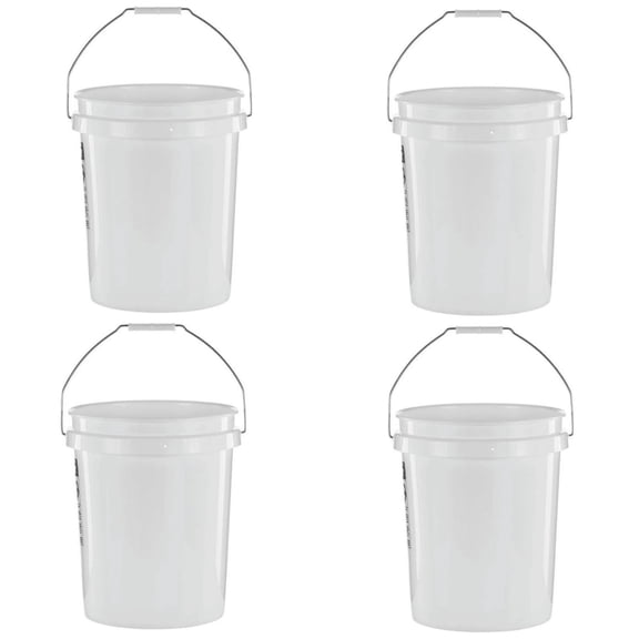 5 Gallon Round Utility Bucket White Plastic with Comfort Handle PN0149 Durable Thick Plastic
