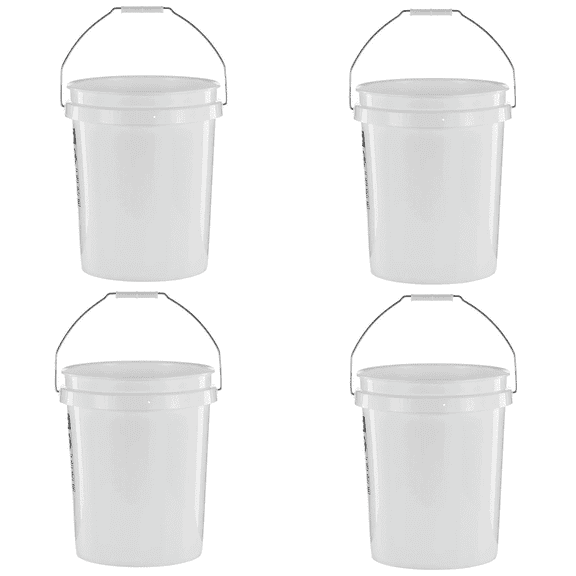 5 Gallon Round White Plastic Utility Bucket with Comfort Handle - Heavy Duty Multi-Purpose Bucket for Home Garage Garden Cleaning Storage