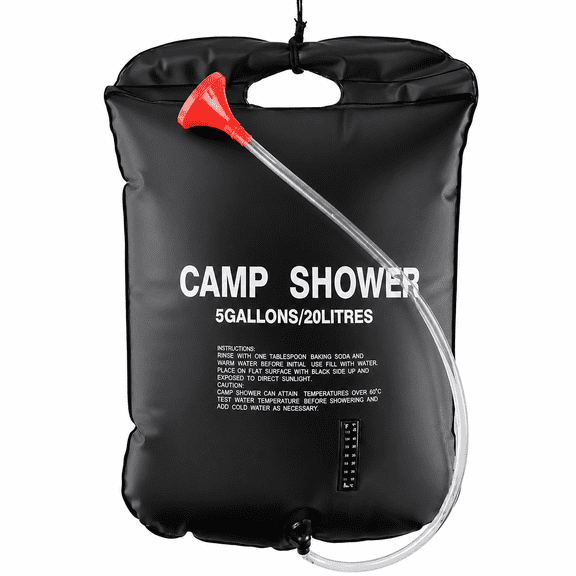 5 Gallon Solar Shower Bag, Portable Camping Shower with Solar Heated Water for Hiking, Backpacking, Beach & Outdoor Travel