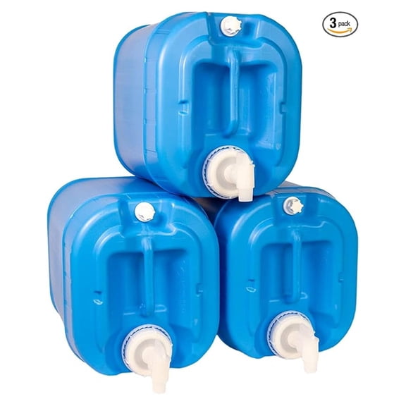 5 Gallon Stackable Water Containers (3-Pack) | BPA-Free Food Grade Emergency Water Storage Jugs | Durable Prepper Water Supply for Camping, Survival Gear, Disaster Preparedness