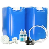 5-Gallon Stackable Water Containers with Spigot & Water Treatment - Emergency Water Storage Kit (2x - 5 Gallon Water Tanks)