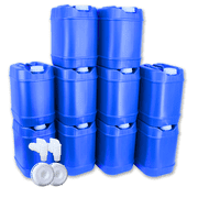 5-Gallon Stackable Water Storage Containers, 12 Lids + 2 Spigot, Easy Fill, Survial Supply Emergency Water Storage for Camping and Disaster Preparedness, RV, 50 Gallon 10 Tanks