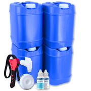 5-Gallon Stackable Water Storage Containers, Water Treatment, 5 Lids + 1 Spigot, Easy Fill, Survial Supply Emergency Water Storage for Disaster Preparedness, 20 Gallon 4 Tank