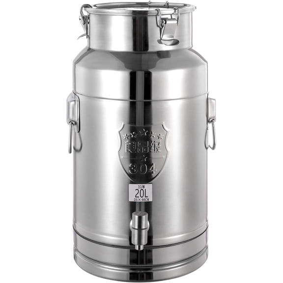 5-Gallon Stainless Steel Beverage Dispenser with Spigot - Locking Lid Drink Container for Milk, Wine, Juice & Oil (20L Capacity, Commercial Grade)
