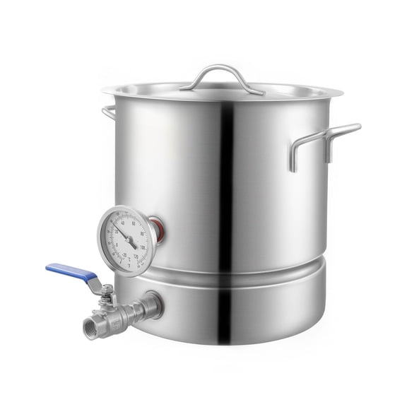 5 Gallon Stainless Steel Brew Kettle, Tri-Ply Brewing Pot Kit with Thermometer & Spigot, Home Beer Brewing Supplies for Craft Beer, Wine Making, Boiling & More