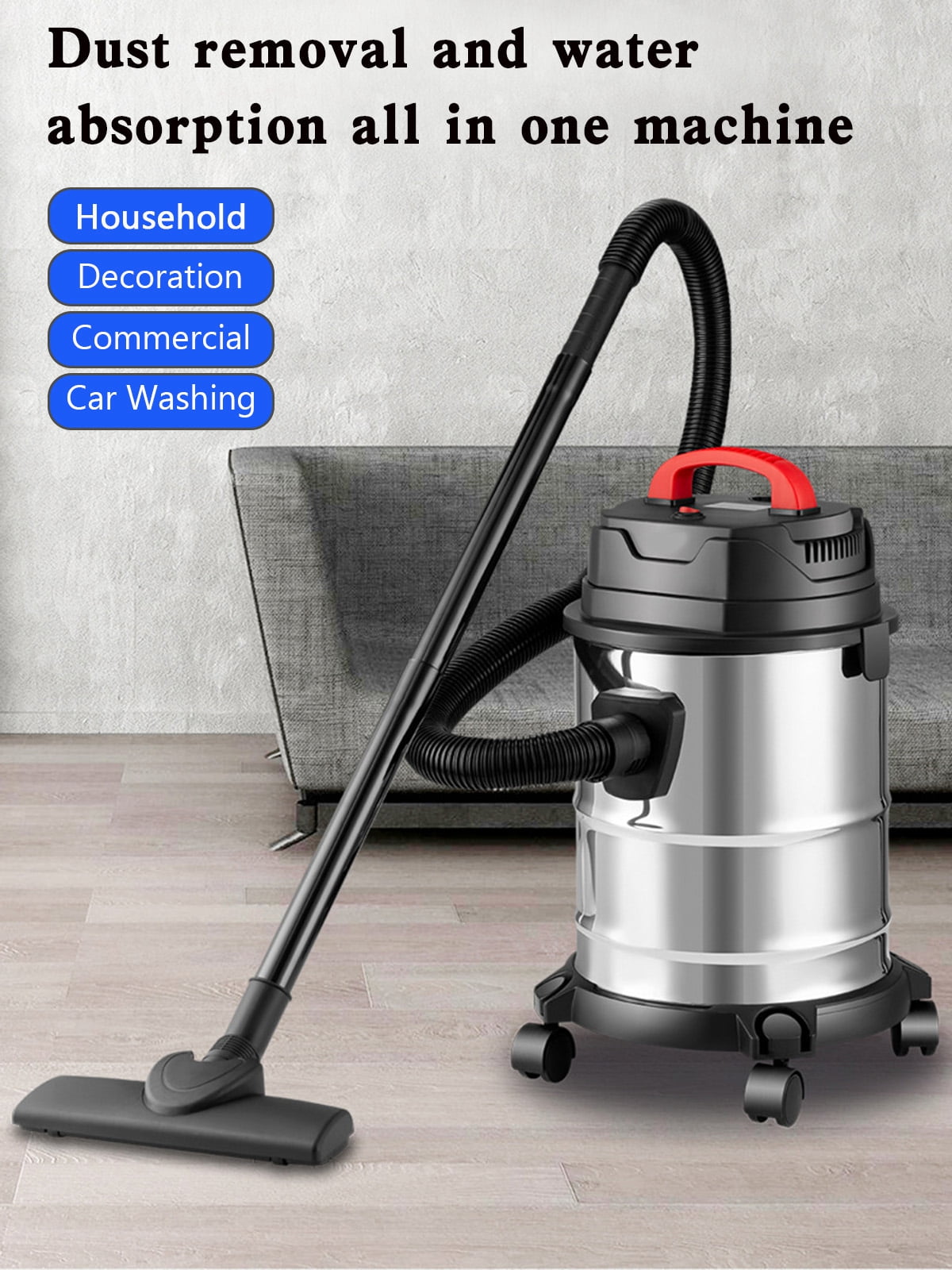 Areyourshop 18 L, Corded, Wet/Dry Vacuum Cleaner, Silver with Accessories Included