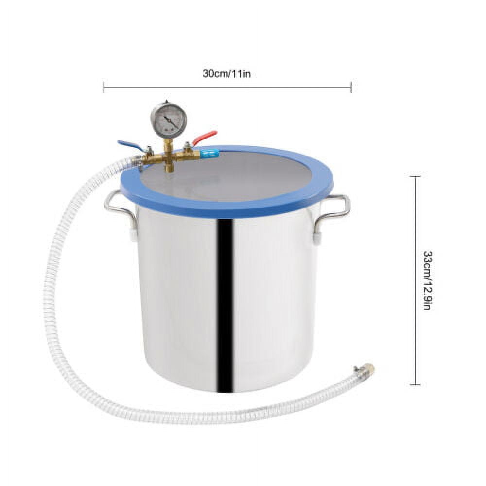 5 Gallon Tempered Glass Lid Stainless Steel Vacuum Chamber for