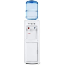 5 Gallon Top Loading Electric Water Cooler Dispenser with Storage Cabinet , White