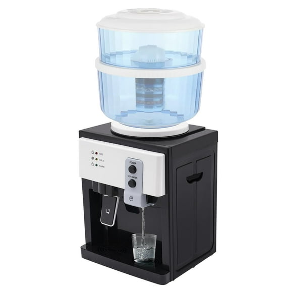5 Gallon Top Loading Water Dispenser Countertop, Hot Cold Drinking Water Cooler Machine for Home Office Dorm Coffee Tea Bar, Easy to Clean, Black