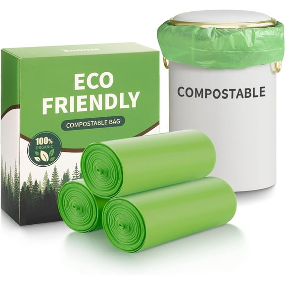 5 Gallon Trash Bags Compostable Compost Small Garbage Bag Extra Thick 0.78 Mil for Kitchen Bathroom BPI Certified 45 Counts, Green