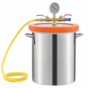 5 Gallon Vacuum Chamber Kit, Tempered Glass Lid, 304 Stainless Steel, for Resin Degassing, Wood Stabilization, Silicone Degassing, Plaster - 24 Hour Seal