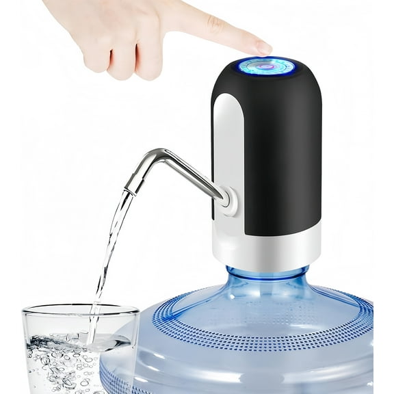5 Gallon Water Bottle Dispenser, USB Charging Water Bottle Pump, Portable Water Dispenser Pump for Camping(Black)