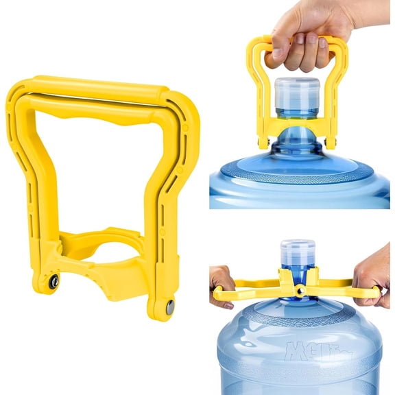 5 Gallon Water Bottle Handle (2-Pack), Heavy Duty Water Jug Handle and Water Bottle Carrier for Easy Carrying, -Mode Single/-Person Lift, Non-Slip Grip, Fits 5 Gallon Jugs, Yellow
