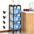 thumbnail image 1 of 5 Gallon Water Bottle Holder, 3-Tier Water Jug Rack,Water Jug Stand with Lockable Casters, Water Storage Rack Water Dispenser Stand,Water Jug Holder for Kitchen,Office,Garage,Black, 1 of 6