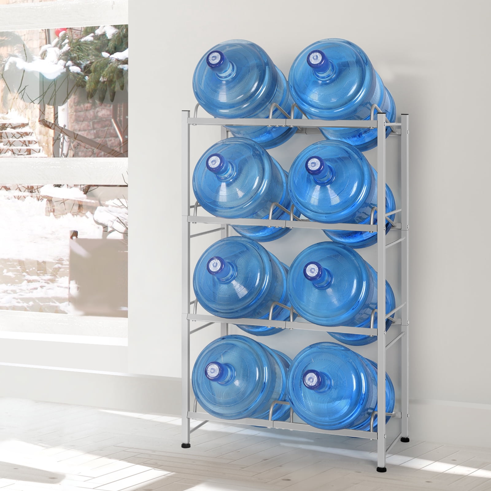 5 Gallon Water Bottle Holder, 4 Tier Double Row Heavy Duty Water Cooler ...