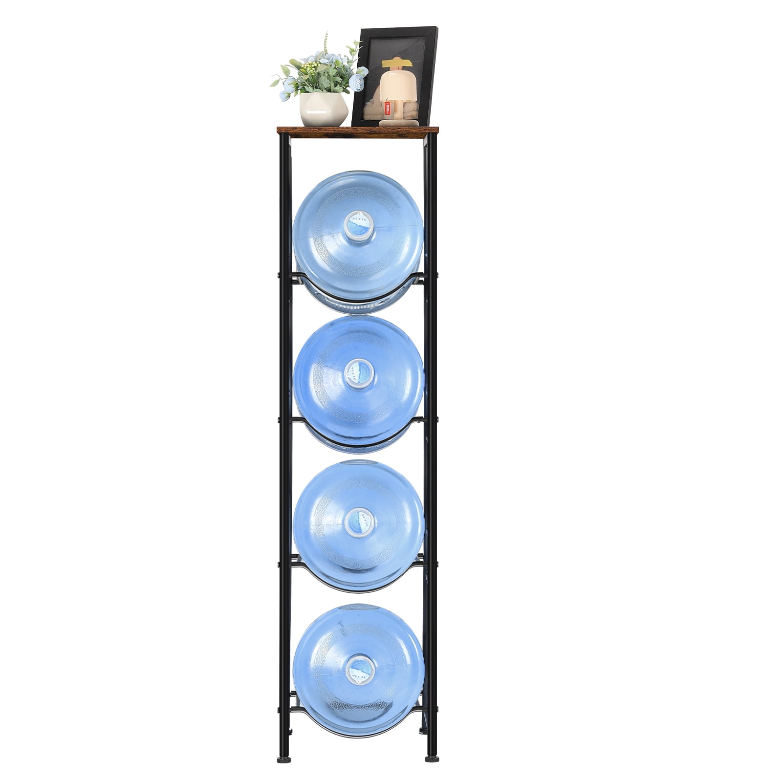 5 Gallon Water Bottle Holder, 4 Tier Water Cooler Jug Rack with Storage ...