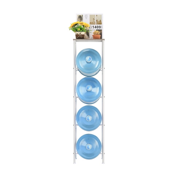 5 Gallon Water Bottle Holder, 4 Tier Water Cooler Jug Rack with Storage Shelves, Water Bottle Dispenser Stand, 5 Gallon Rack Organizer for Home Office