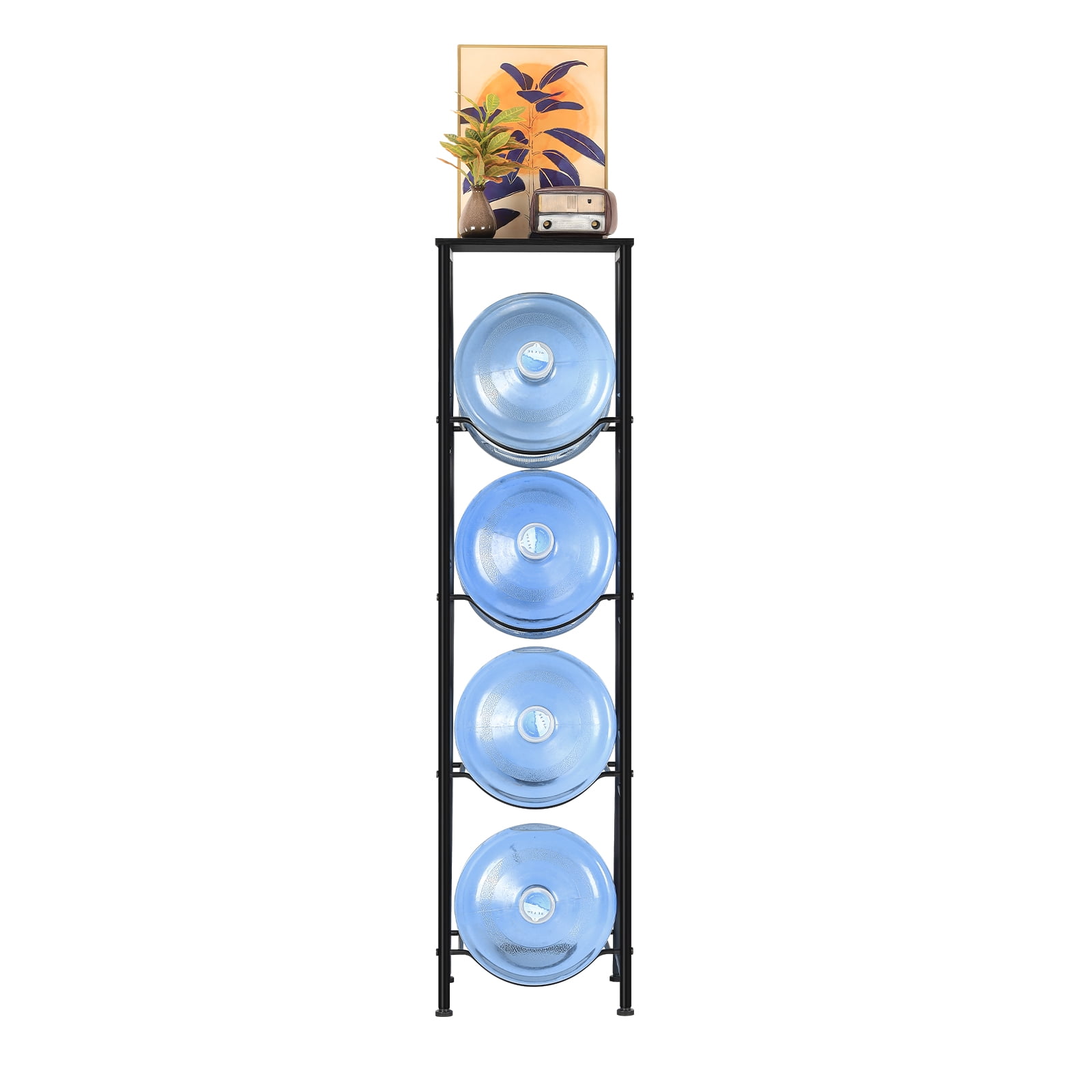 5 Gallon Water Bottle Holder, 4 Tier Water Cooler Jug Rack with Storage ...