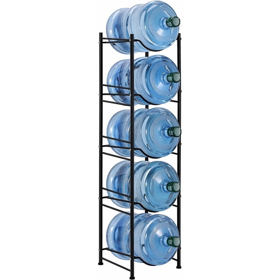 5 Gallon Water Bottle Holder - 5 Tier Detachable Cooler Jug Holder Storage Rack - Heavy Duty Gallon Jug Organizer for Home, Kitchen, Office, Breakroom - Black