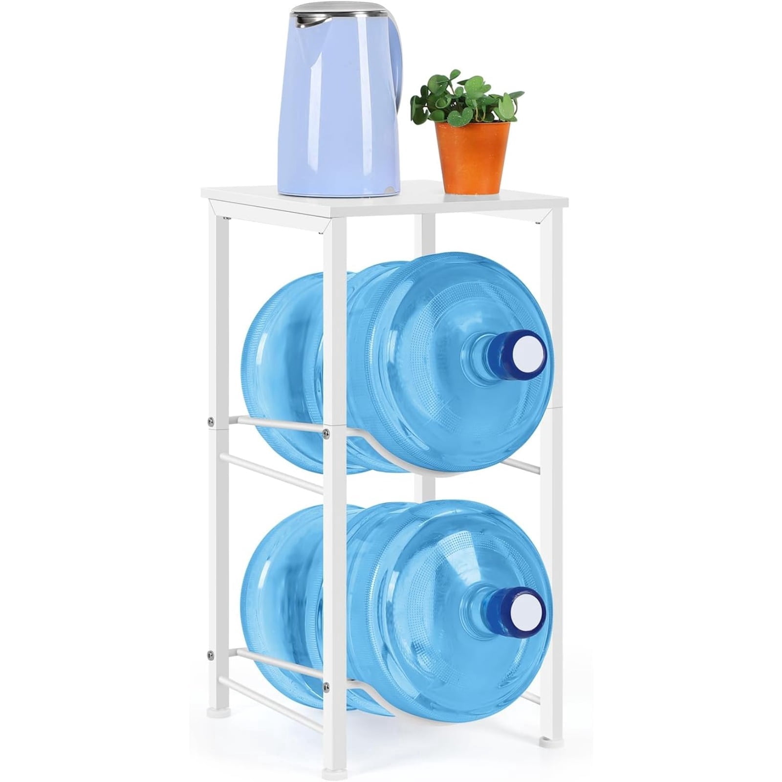 5 Gallon Water Bottle Holder with Storage Shelve, 2 Tier Water Jug ...