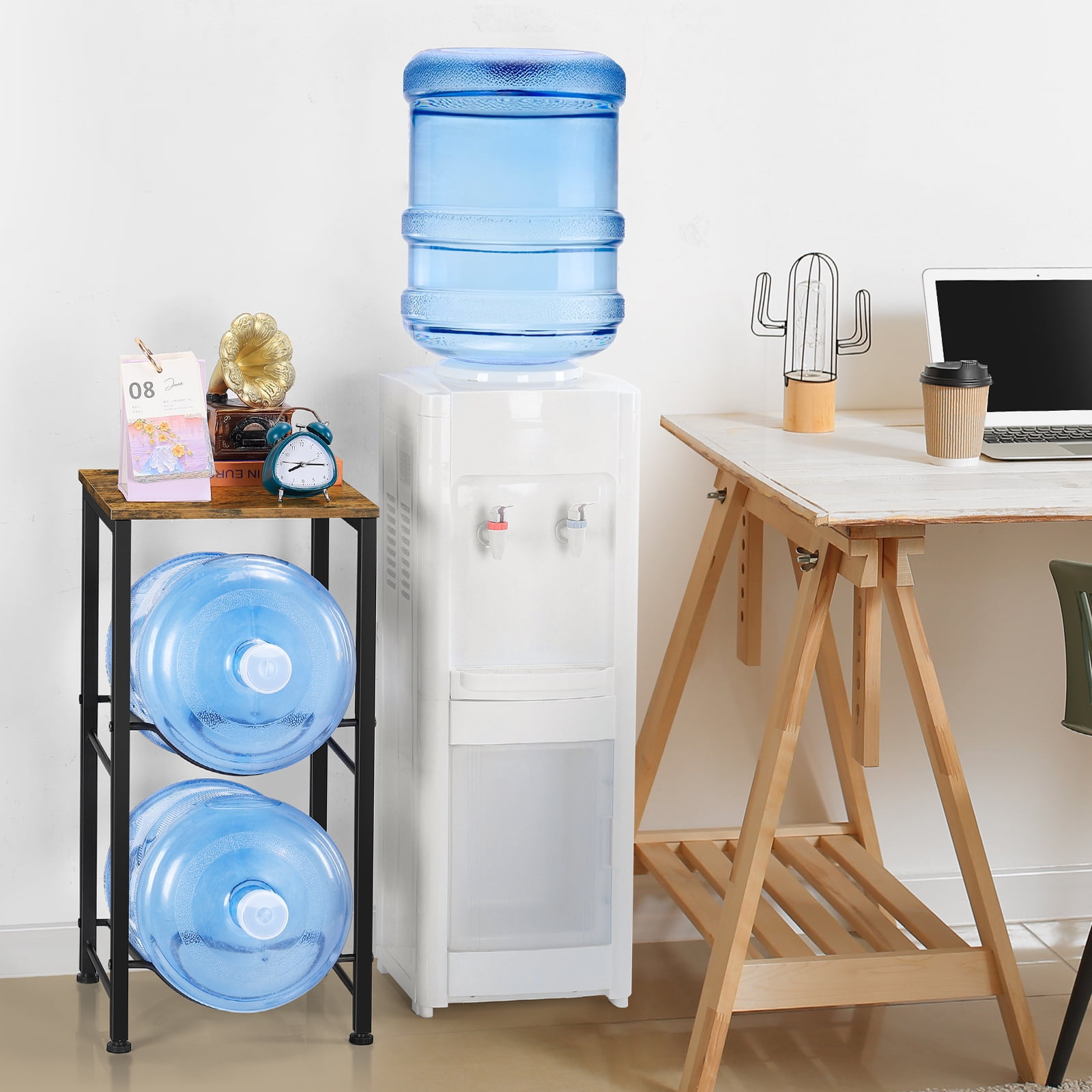 5-Gallon Water Bottle Holder with Storage Shelf – Space-Saving Jug Rack ...