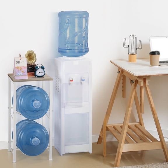 5-Gallon Water Bottle Holder with Storage Shelf – Space-Saving Jug Rack for Kitchen, Office, and Living Room, Gray