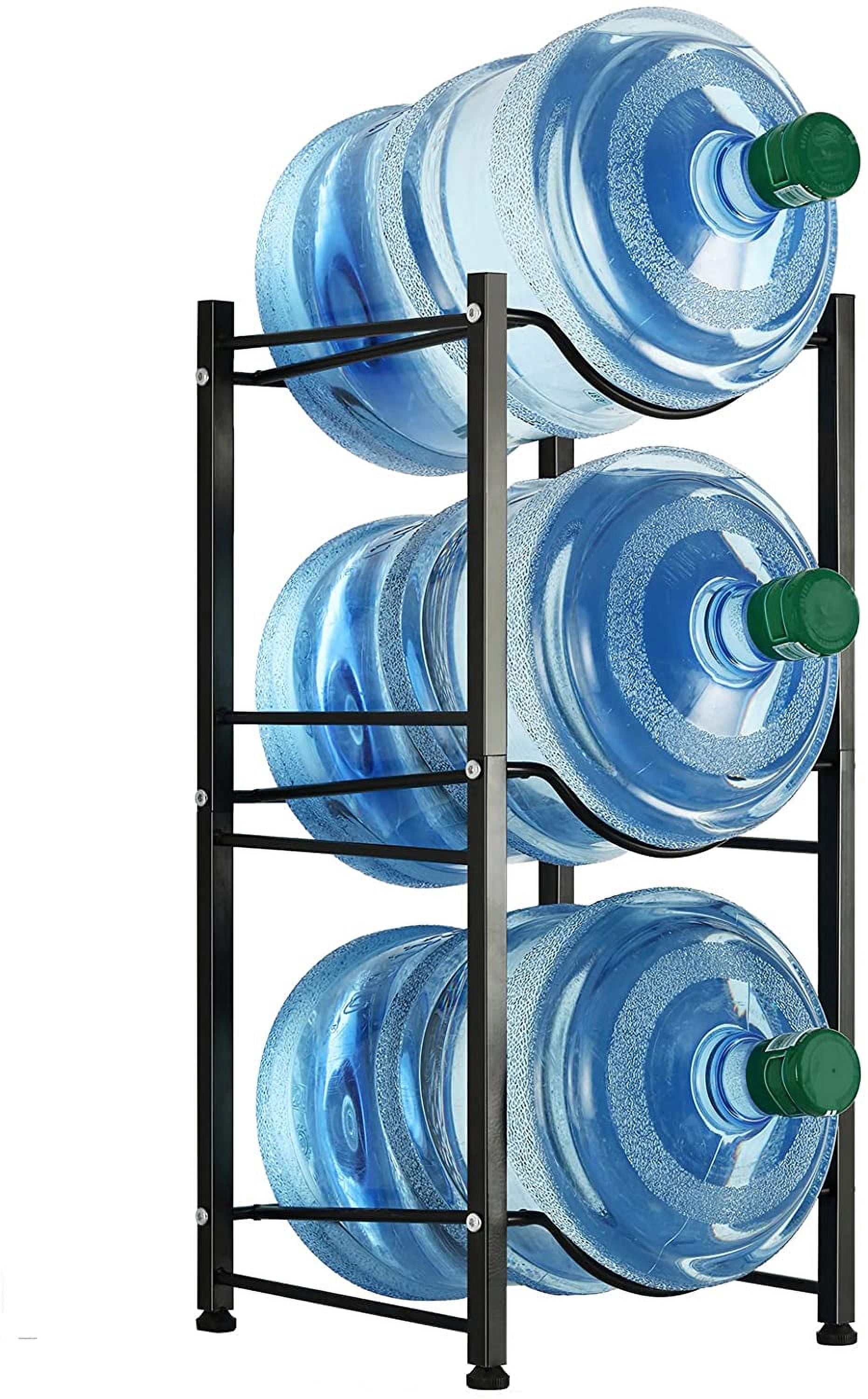 5 Gallon Water Bottle Rack - Detachable Heavy Duty 3-Tier Stand for Home, Office (Black)