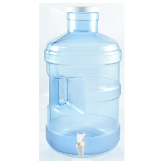 5 Gallon Polycarbonate Water Bottle with Dispenser and Handle, Blue