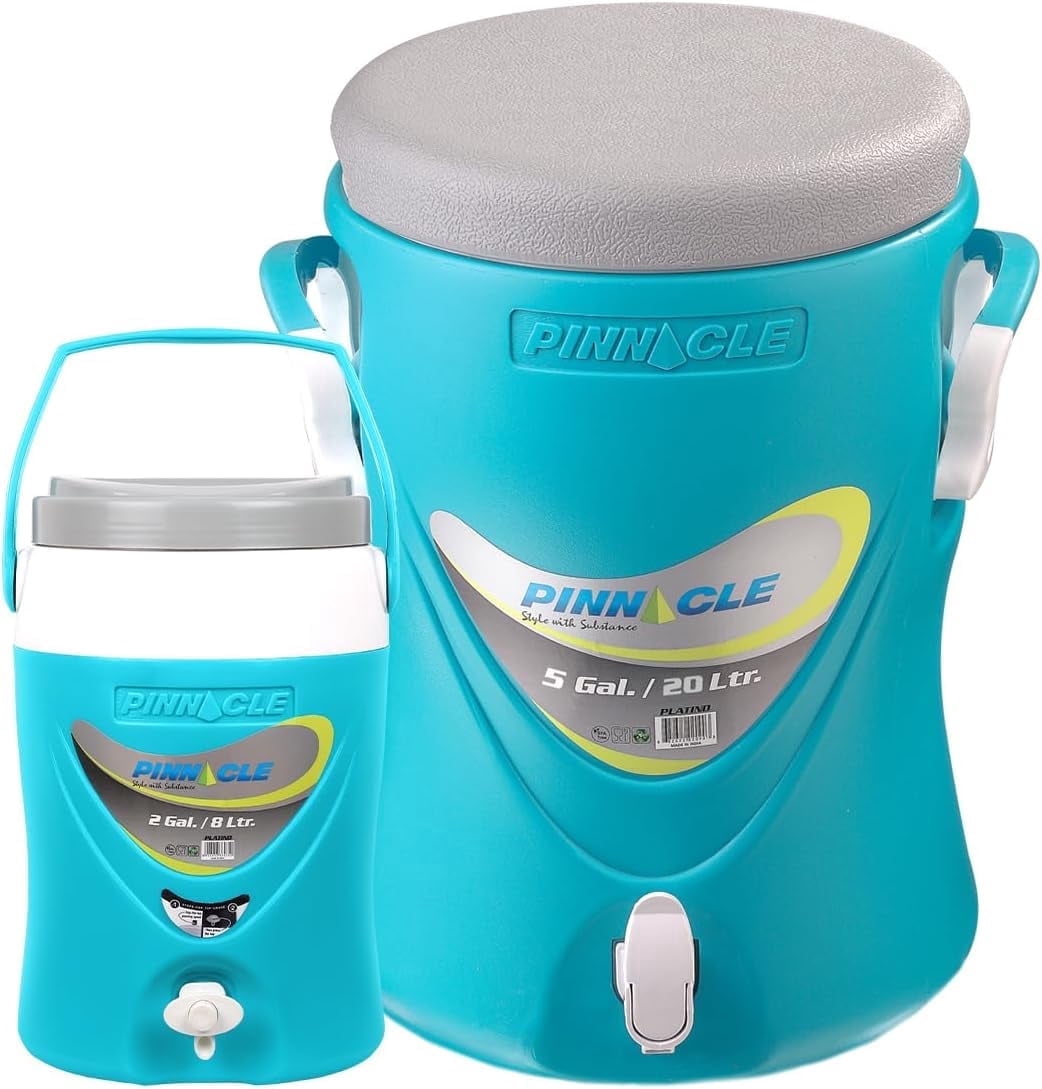 Pinnacle 5 Gallon Water Cooler and 2 Gallon Jug Set Portable with Spout Blue
