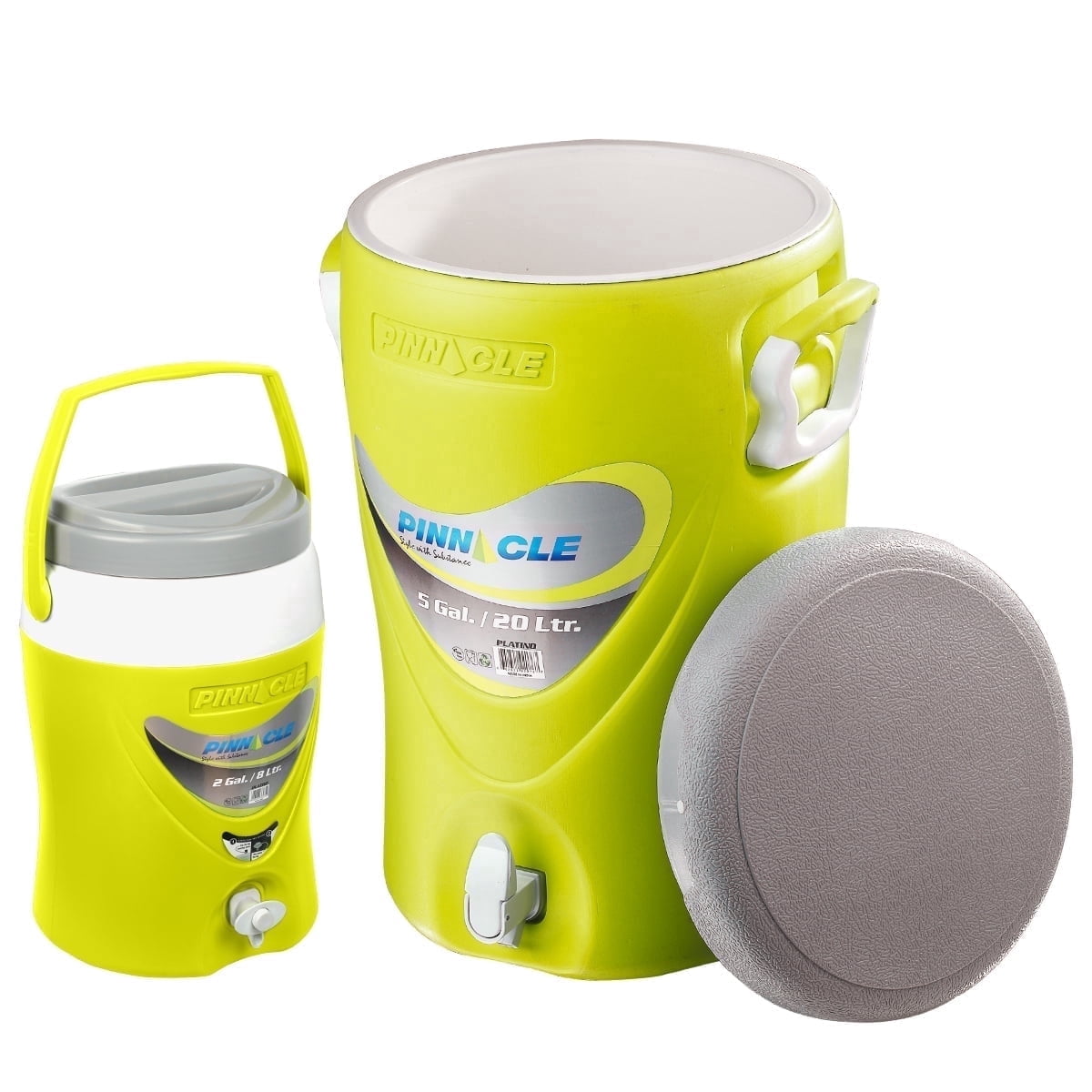 Pinnacle 5 Gallon Water Cooler and 2 Gallon Jug Set Portable with Spout Green