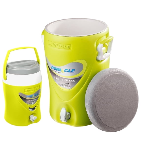 Pinnacle 5 Gallon Water Cooler and 2 Gallon Jug Set Portable with Spout Green