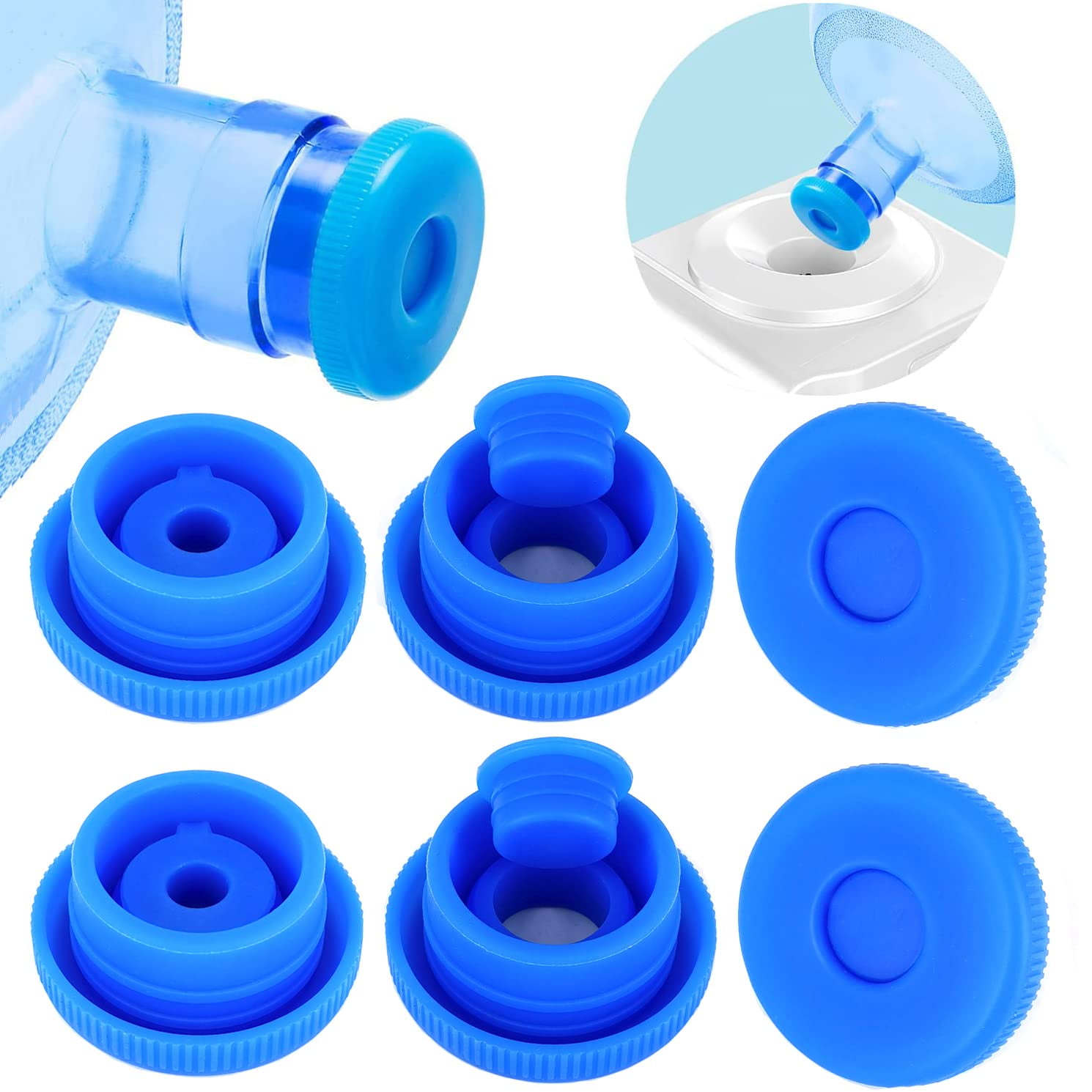 5 Gallon Water Jug Cap Reusable Water Bottle Caps Fits 55mm Bottles