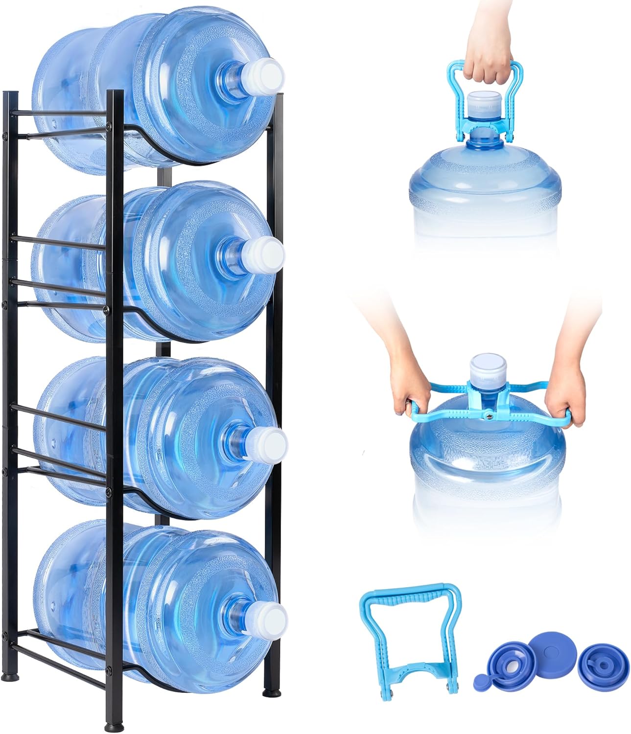 5 Gallon Water Jug Holder,4-Tier Heavy Duty Water Jug Rack for Water ...