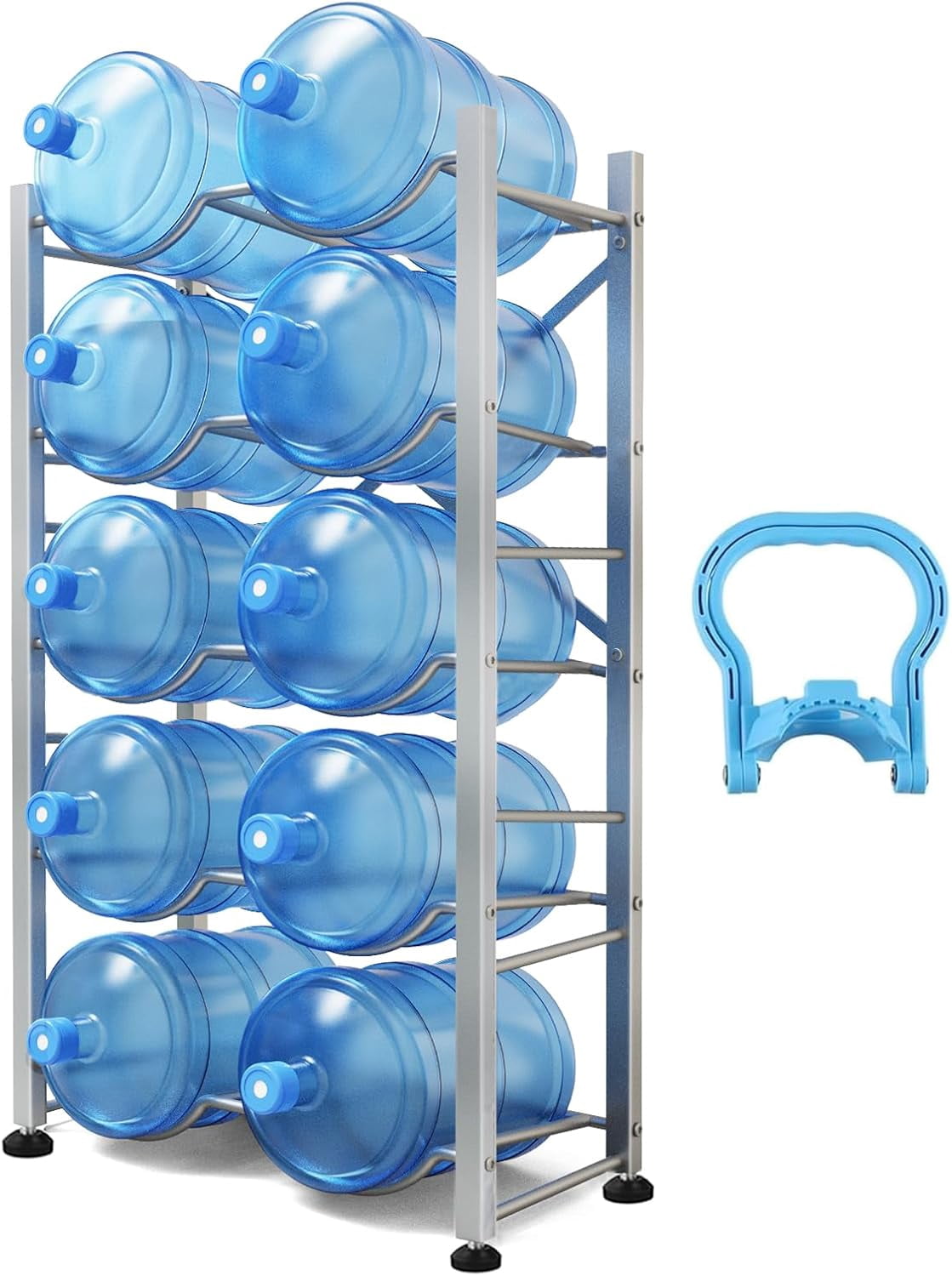 5 Gallon Water Jug Holder, 5-Tier Heavy Duty Water Bottle Rack for 10 ...