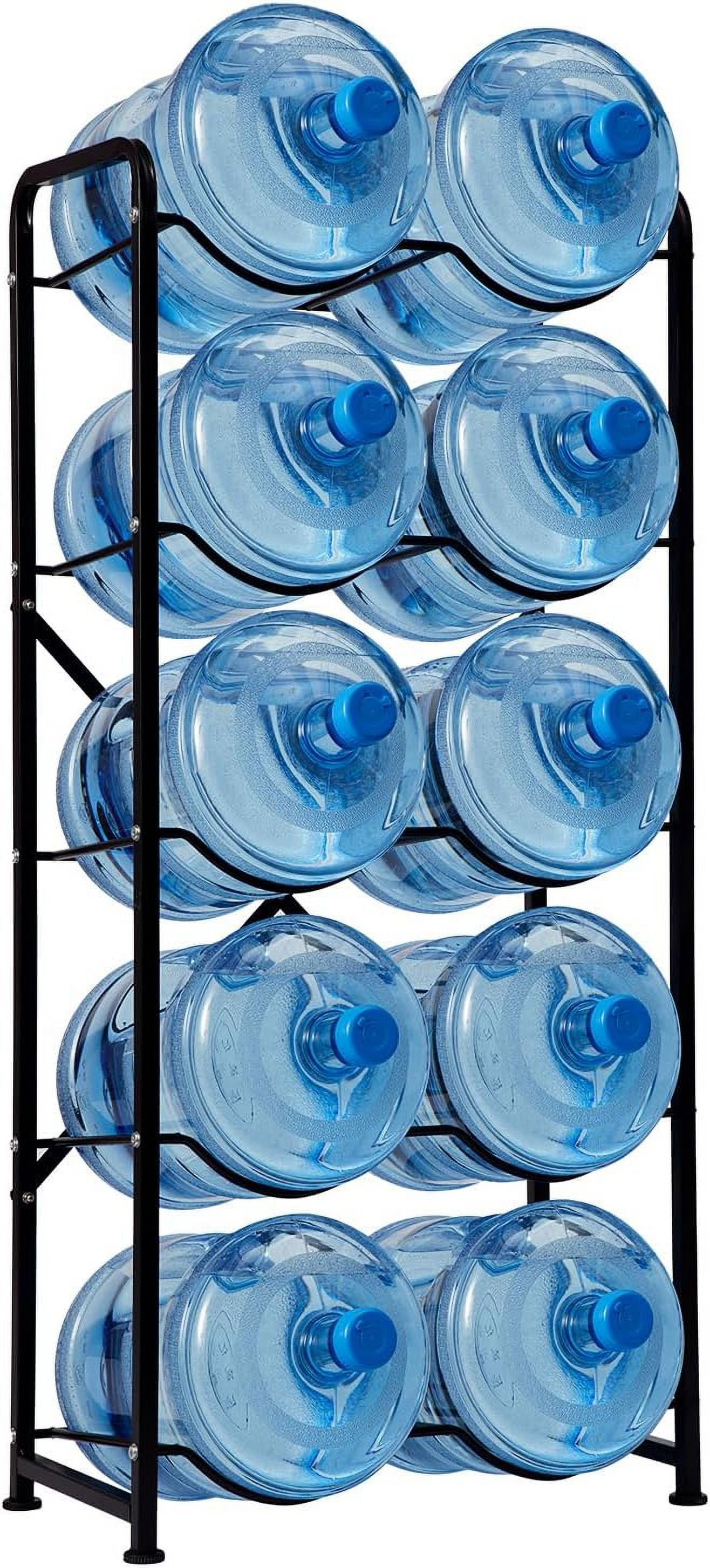 5 Gallon Water Jug Holder, 5-Tier Reinforced Bottle Storage Rack for 10 ...