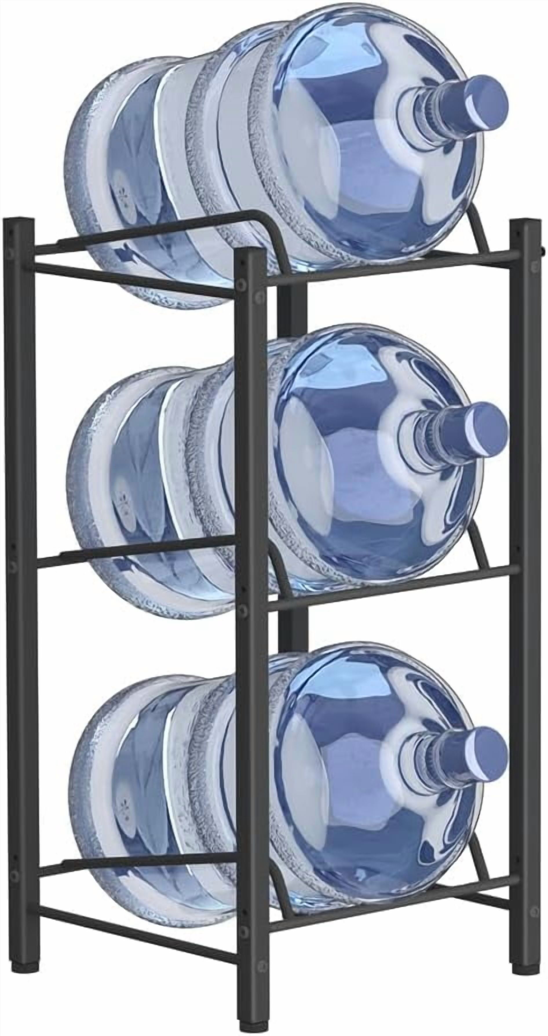 5 Gallon Water Jug Holder, Detachable 3 Tier Water Bottle Holder, Heavy Duty Water Jug Rack with 3 Slots, Water Bottle Storage for Home, Office, Garage, Black