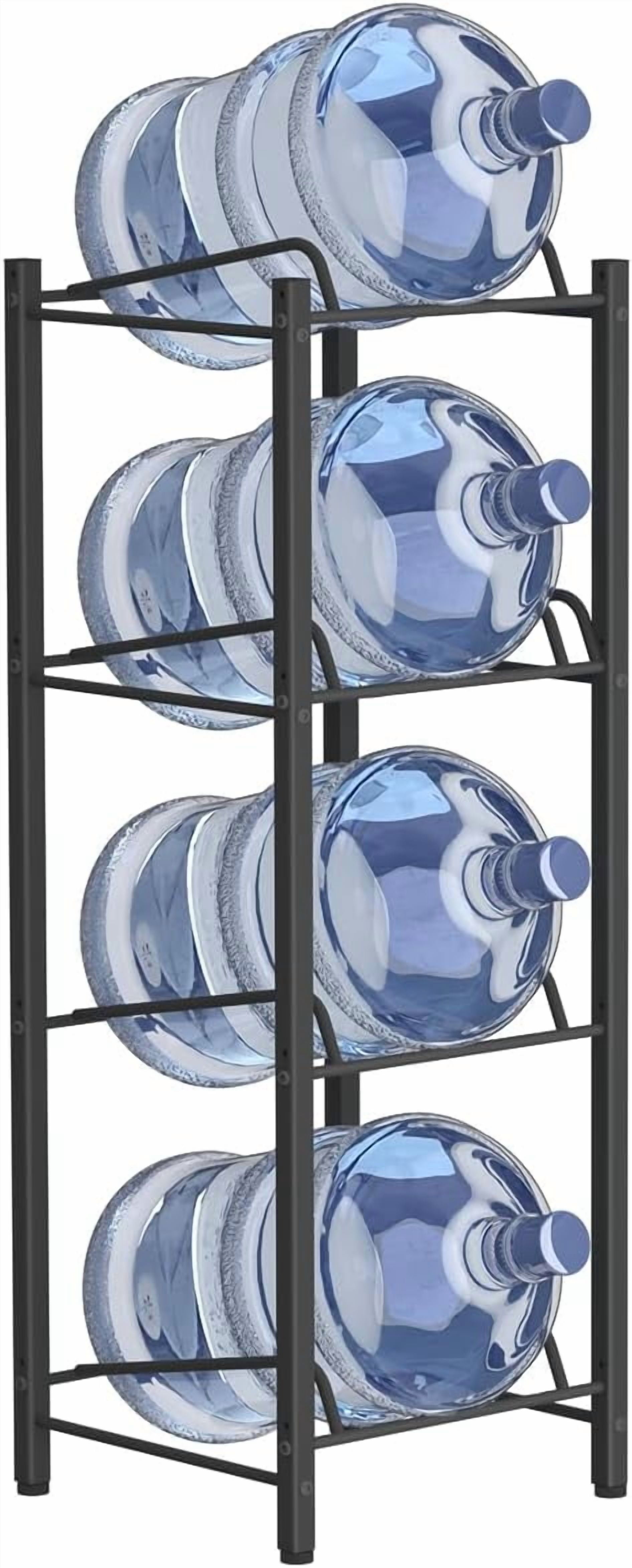 5 Gallon Water Jug Holder, Detachable 4 Tier Water Bottle Holder, Heavy Duty Water Jug Rack with 4 Slots, Water Bottle Storage for Home, Office, Garage, Black