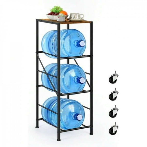 5 Gallon Water Jug Holder Stand, 3 Tier Water Jug Holder With Shelf, Water Jug Stand With Wheels 
