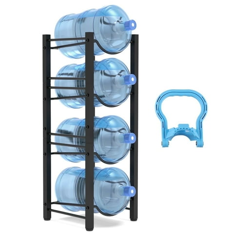 5 Gallon Water Jug Holder Stand, Water Bottle Holder Storage Rack (4 Tiers) for Home, Office and Storage, Black