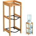 5 Gallon Water Jug Holder with Top Shelves, Natural Solid Wood Water