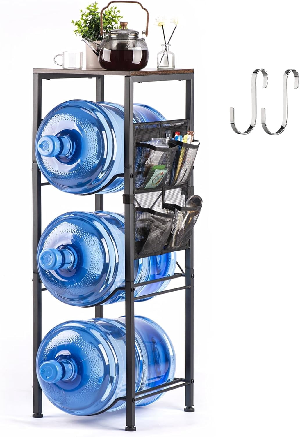 5 Gallon Water Jug Holder Water Bottle Organizer with Storage Shelves ...