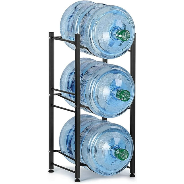 5 Gallon Water Jug Holder Water Bottle Storage Rack, 3 Tiers, Black